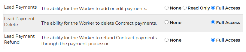 Lead Payment Refund permission on a worker