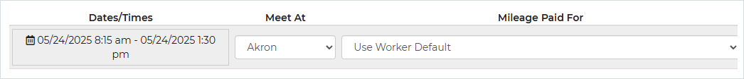 Mileage Paid For on a shift