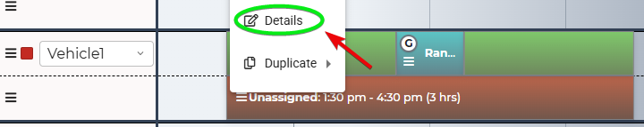 Shift block Details option