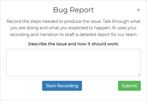 Bug Report window