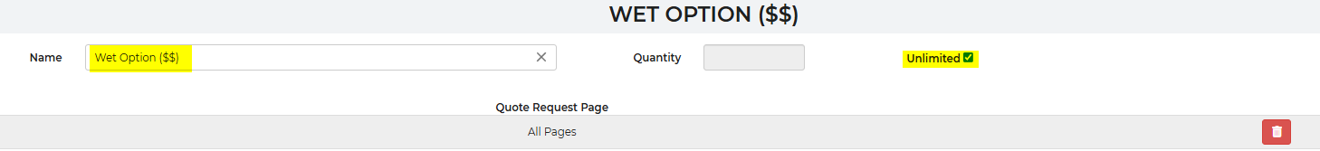 Wet Option accessory setup