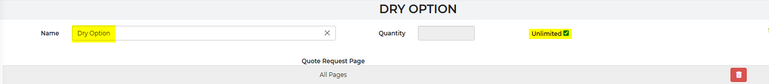 Dry Option accessory setup